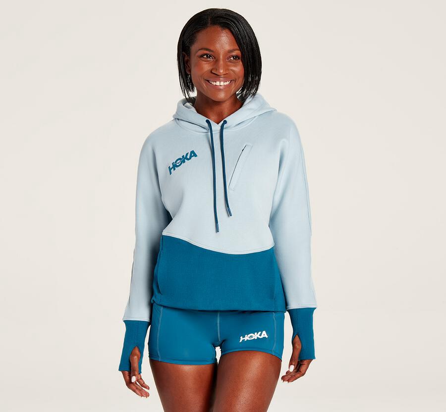 Sudadera Con Capucha Hoka One One Mujer - Performance - Azules - CIE098375